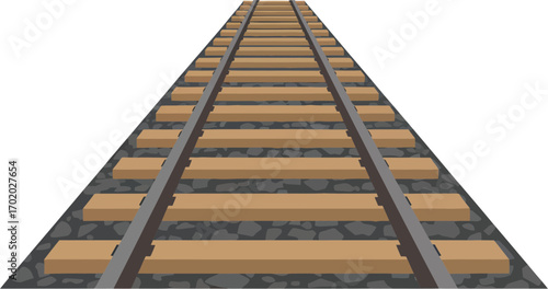 Perspective Railway Track Train Transportation and Structure Rail Road Illustration