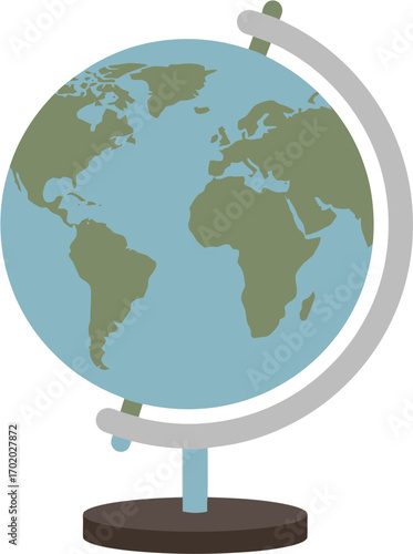 Simple Flat Style World Globe Earth Continent Geography Illustration