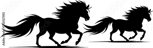  An illustration to support the idea. The stallion with its windblown mane creates a strong and impressive horse character with an elegant style.