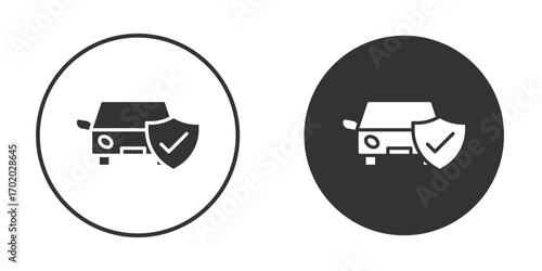 Auto insurance icons collection. Filled flat icons