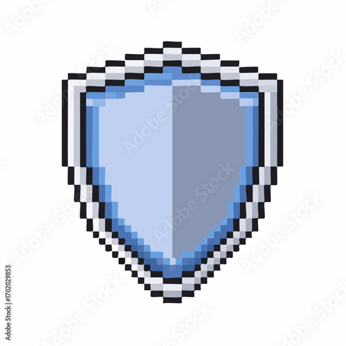Pixel Blue Shield Icon Medieval RPG Protection