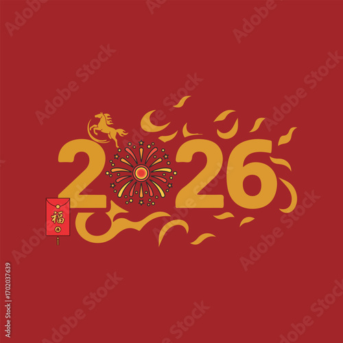 happy 2026 new year, fire horse chinese new year