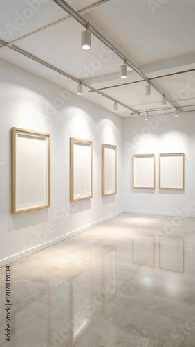 Wallpaper Mural Minimalist Gallery Interior with Empty Frames Torontodigital.ca