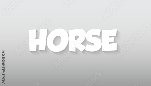 This graphic piece captures the lively and powerful spirit of a "HORSE" through a dynamic and friendly typographic style. The letters, rendered in a clean, solid white, are crafted from a bold, chunky