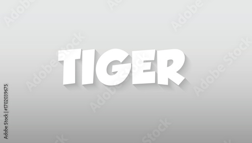 his graphic piece offers a unique and charismatic take on the word "TIGER," blending a sense of power with a friendly, approachable typographic style. The letters, rendered in a solid, clean white, ar