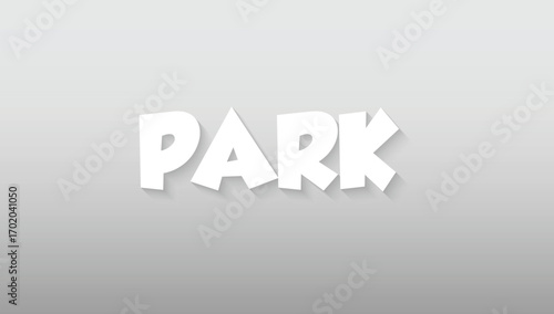 This graphic piece captures the fun and welcoming spirit of a "PARK" through its lively and engaging typographic design. The word is rendered in a clean, bright white, using a custom sans-serif font t