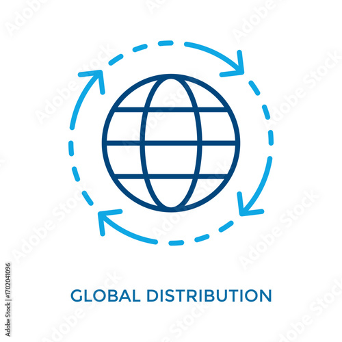 Global Distribution Icon Outline Color Style. Vector Illustration For Graphic Design