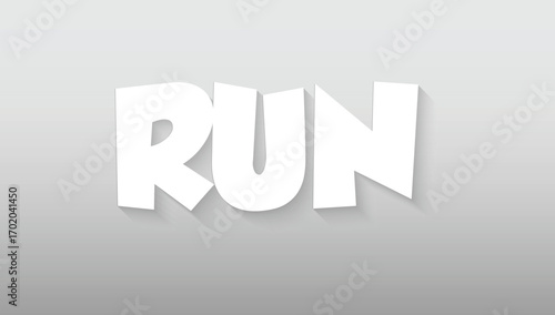 This graphic piece powerfully conveys a sense of speed and forward momentum through its energetic typographic treatment of the word "RUN." Rendered in a crisp, bold white, the letters are designed wit
