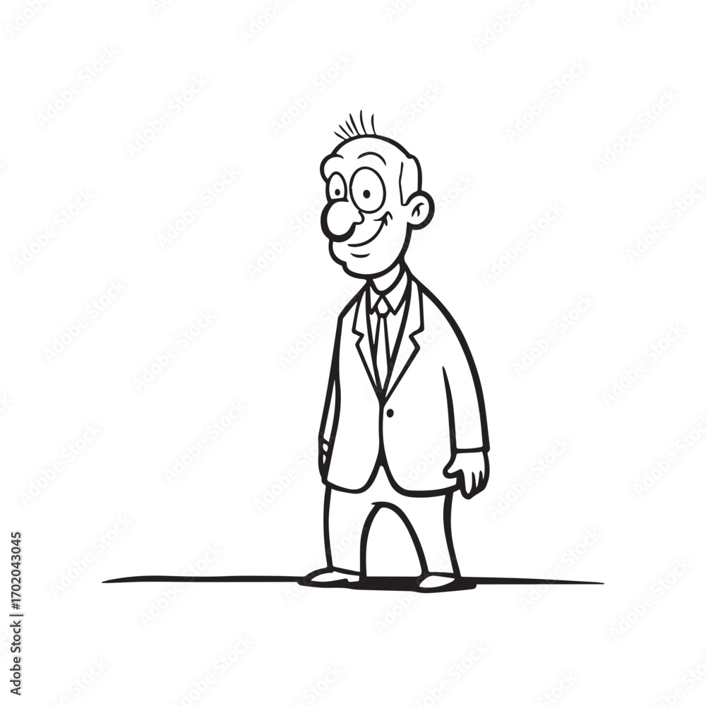 Obraz premium Old man with formal suit black and white vector illustration for classic portrait artwork design