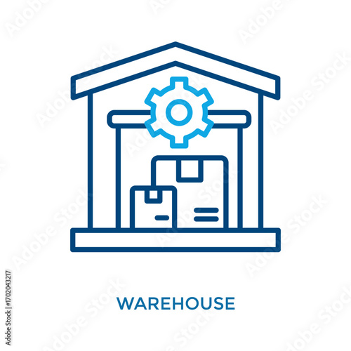 Warehouse Icon Outline Color Style. Vector Illustration For Graphic Design