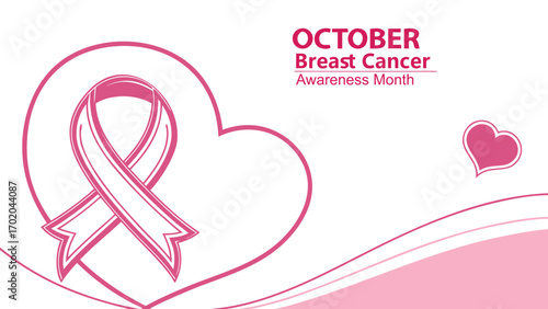 Breast Cancer Awareness Month – October Tribute with Ribbon & Heart