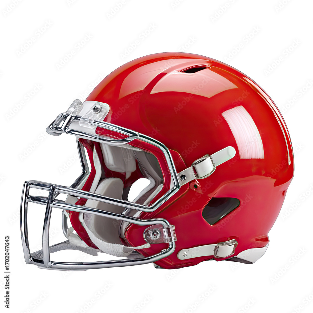 Fototapeta premium Red football helmet, side view