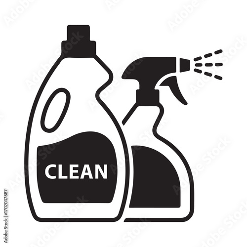 Household chemical and cleaning tool vector