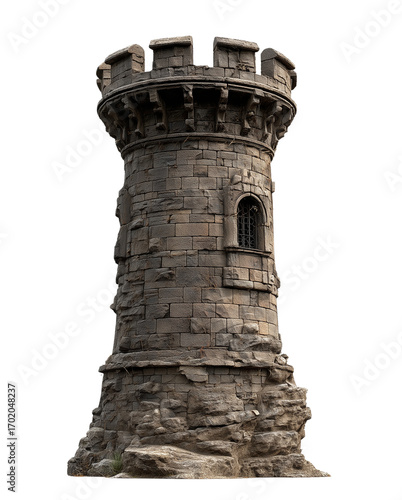 Old Celtic castle tower on transparent background