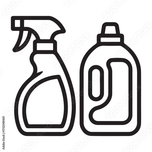 Cleaning spray and detergent bottle icons