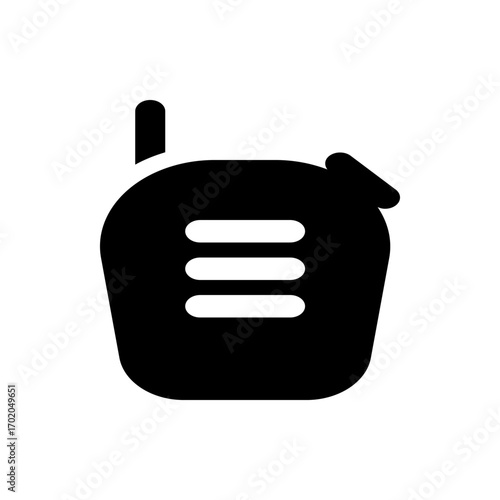 Illustration of a black walkie talkie with an antenna and three horizontal lines on the front panel