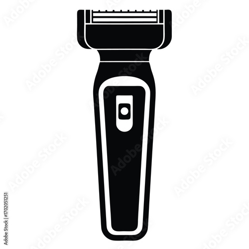 Silhouette of a modern, handheld electric shaver with an ergonomic handle design