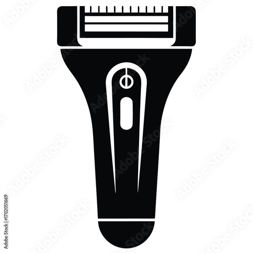 Silhouette Illustration of a Lady Shaver Device with Power Button Displayed Clearly