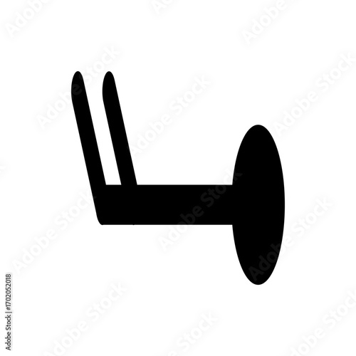 A weather symbol depicting a wind barb with a full flag and a half flag indicating wind speed and direction