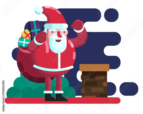 Christmas background santa claus icon colored cartoon character