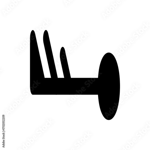Illustration of a wind barb symbol indicating wind speed and direction with a filled circle end point