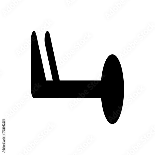 A black wind barb symbol with a horizontal line and a circle on the right and flags on the left side