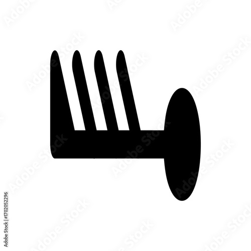 Illustration of a wind barb symbol indicating wind speed and direction with a circular end point