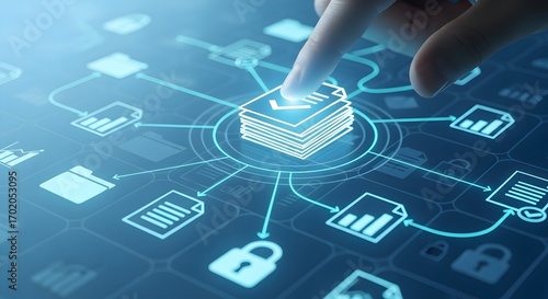Finger Touching Document Stack on Digital Interface for Data Management and Cybersecurity