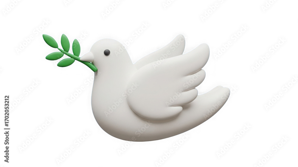 Obraz premium 3d Render White Dove With Olive Branch
