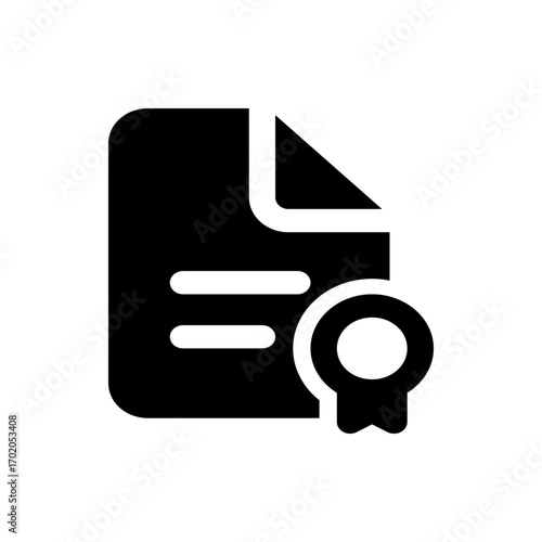 Black document icon with a folded corner and a winking smiley face on a white background icon design