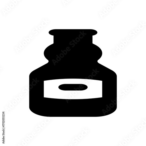 Illustration of a simple black table with rounded edges and a separate rounded element on the left side