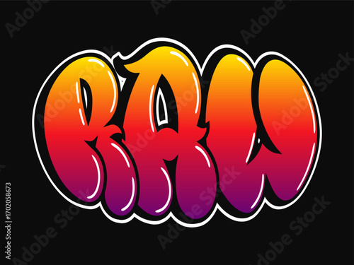 Graffiti RAW Text on Black Background