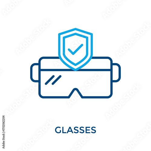 Glasses Icon Outline Color Style. Vector Illustration For Graphic Design