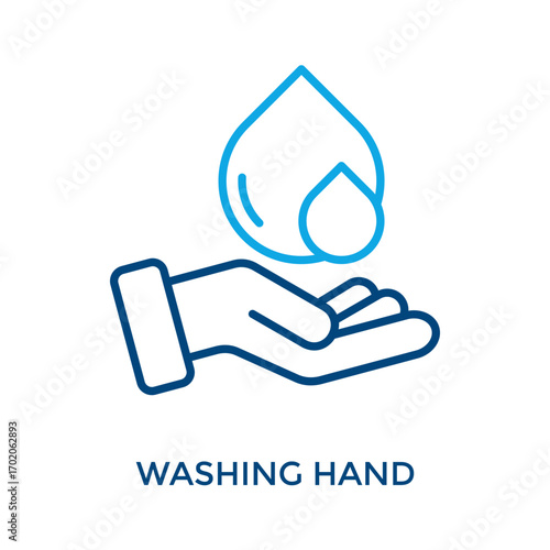 Washing Hand Icon Outline Color Style. Vector Illustration For Graphic Design