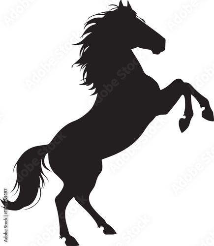 hores silhouette vector on white background