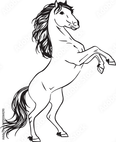 hores silhouette vector on white background
