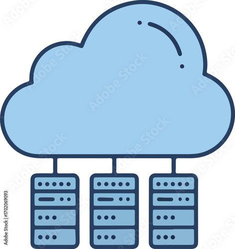 Outline Flat Server Cloud Data Storage System Network Architecture Icon