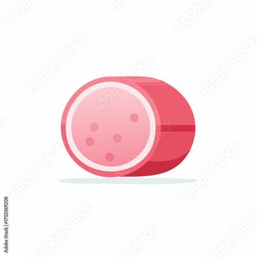 Modern pink round tablet or medicine capsule illustration for healthcare treatment and pharmaceutical concepts