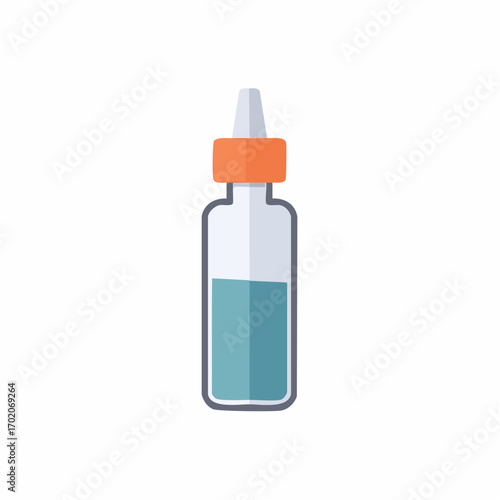 Flat design illustration of a dropper bottle with liquid medicine or serum