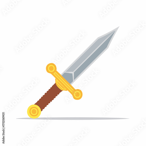 Stylized Illustration of a Decorative Sword Isolated on White Background