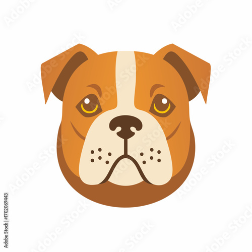Cartoon Bulldog Face Illustration. Vector graphic of cute animal head.