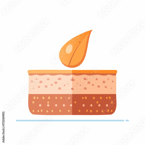 Abstract Representation of Skincare Layers and Natural Ingredient Droplet