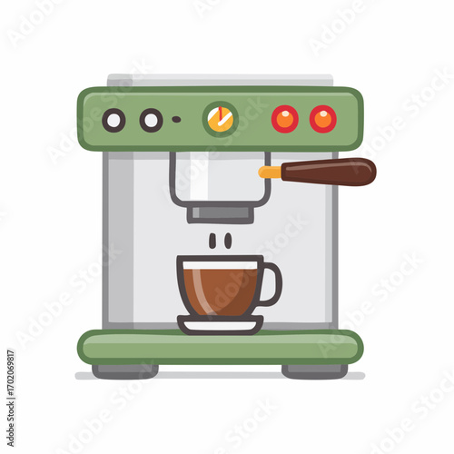 Coffee machine making espresso with coffee cup illustration