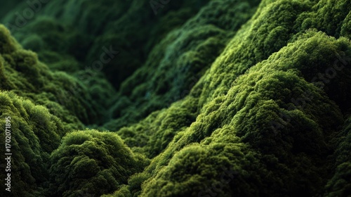 Wallpaper Mural Green moss landscape with hills and soft texture in daylight Torontodigital.ca
