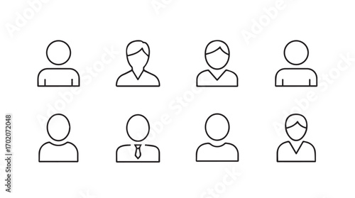 Collection of simple hand drawn human figure icons in silhouette style