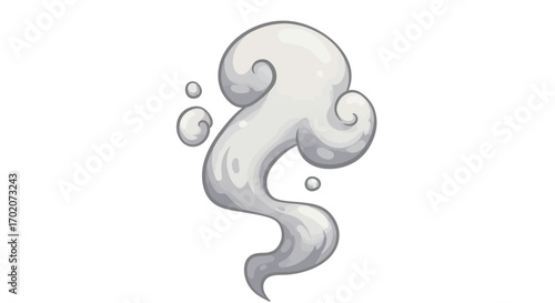 Cartoon Smoke Cloud with Swirls and Bubbles Illustration.