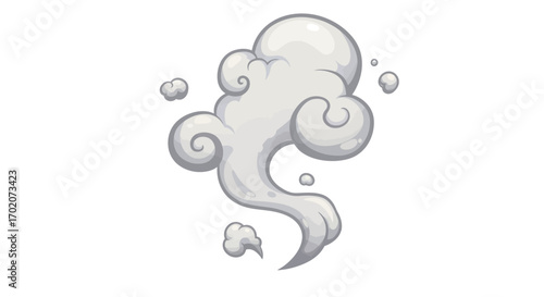 CartoonStyle Smoke Cloud with Swirls and Soft Gray Shading.