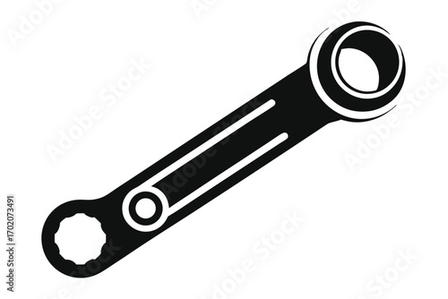Black and White Illustration of a Dogbone Wrench, Two Socket Openings Shown