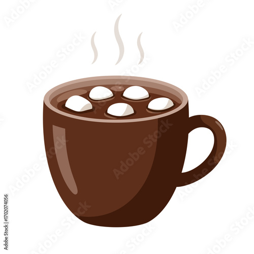 A mug of hot chocolate with marshmallows.