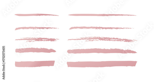 手描きのアンダーライン　長さの違うピンク色グラデーション